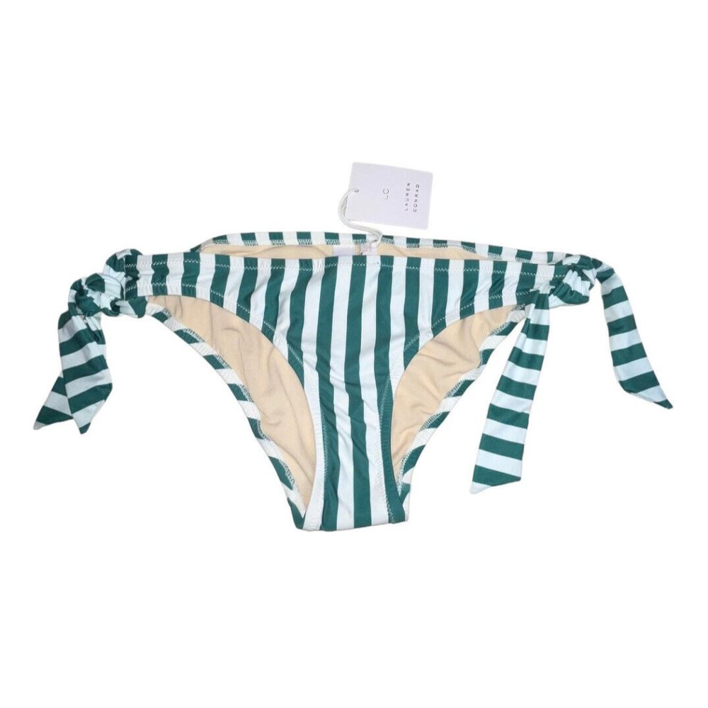 LC Lauren Conrad Juniors Striped Hipster Bikini Swim Bottom XS Green White NWT - Picture 2 of 8
